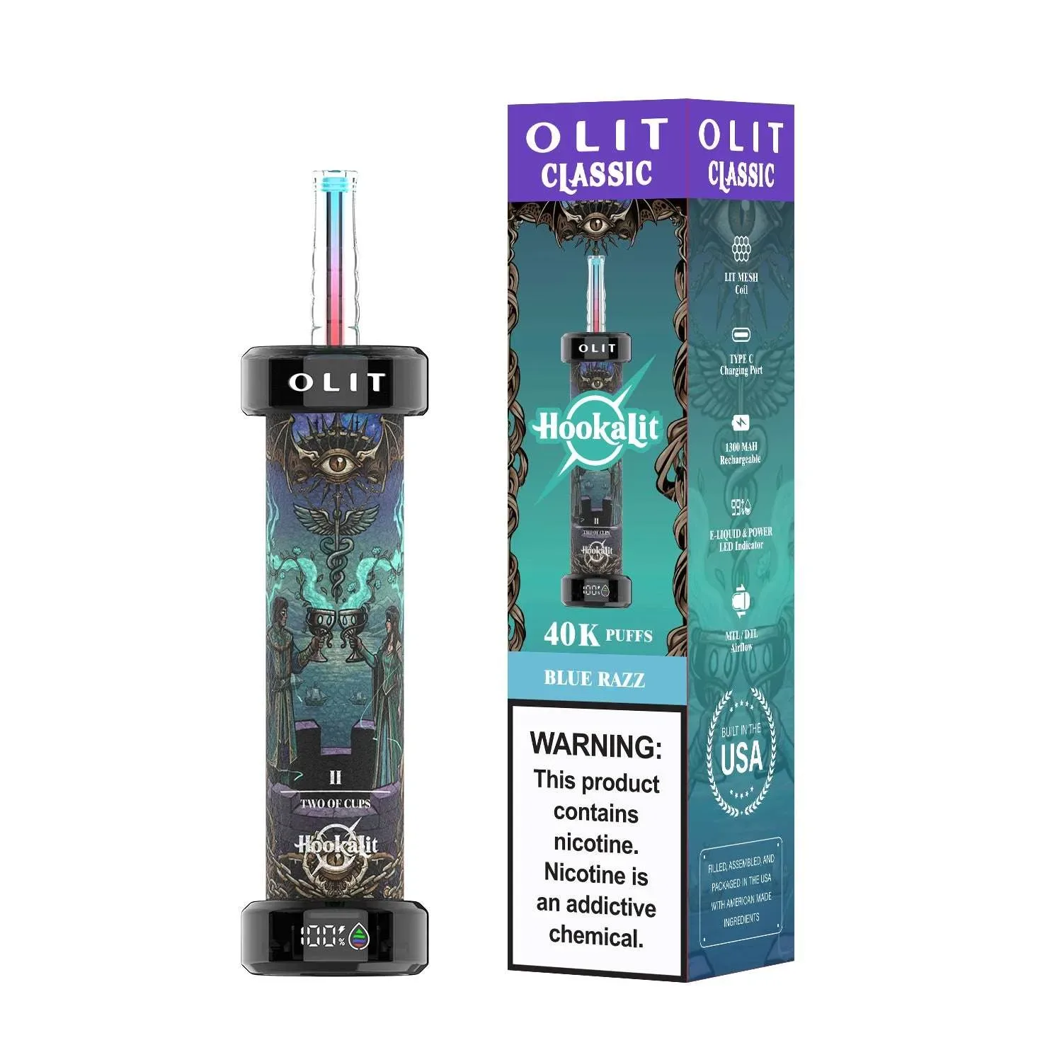 Built in USA | OLIT HookaLit 40K Puff Disposable E-Hookah – 40,000 Puffs - Image 2