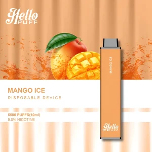 Bulk Wholesale Hello Puff 5500 Puffs Disposable Vape Device 10pcs/Pack- Mango Ice