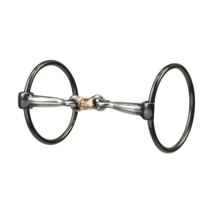 Ring Snaffle Bit with 5" Sweet Iron Dogbone Mouth with Copper Inlay