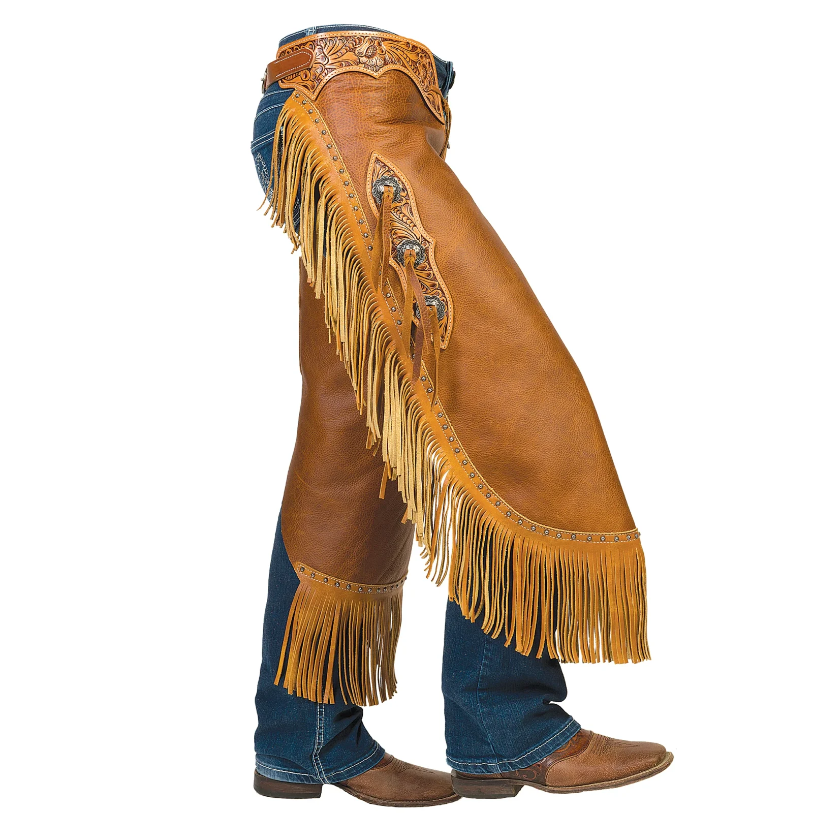 Western Leather Floral Tooled Chinks