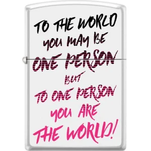 Zippo Lighter - To The World You May Be One Person White Matte